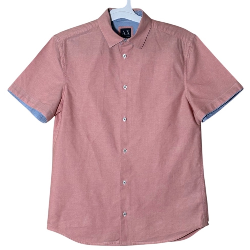 Armani Exchange Slim Fit Men's Pink Casual Button Down Shirt,SizeM,Made in India